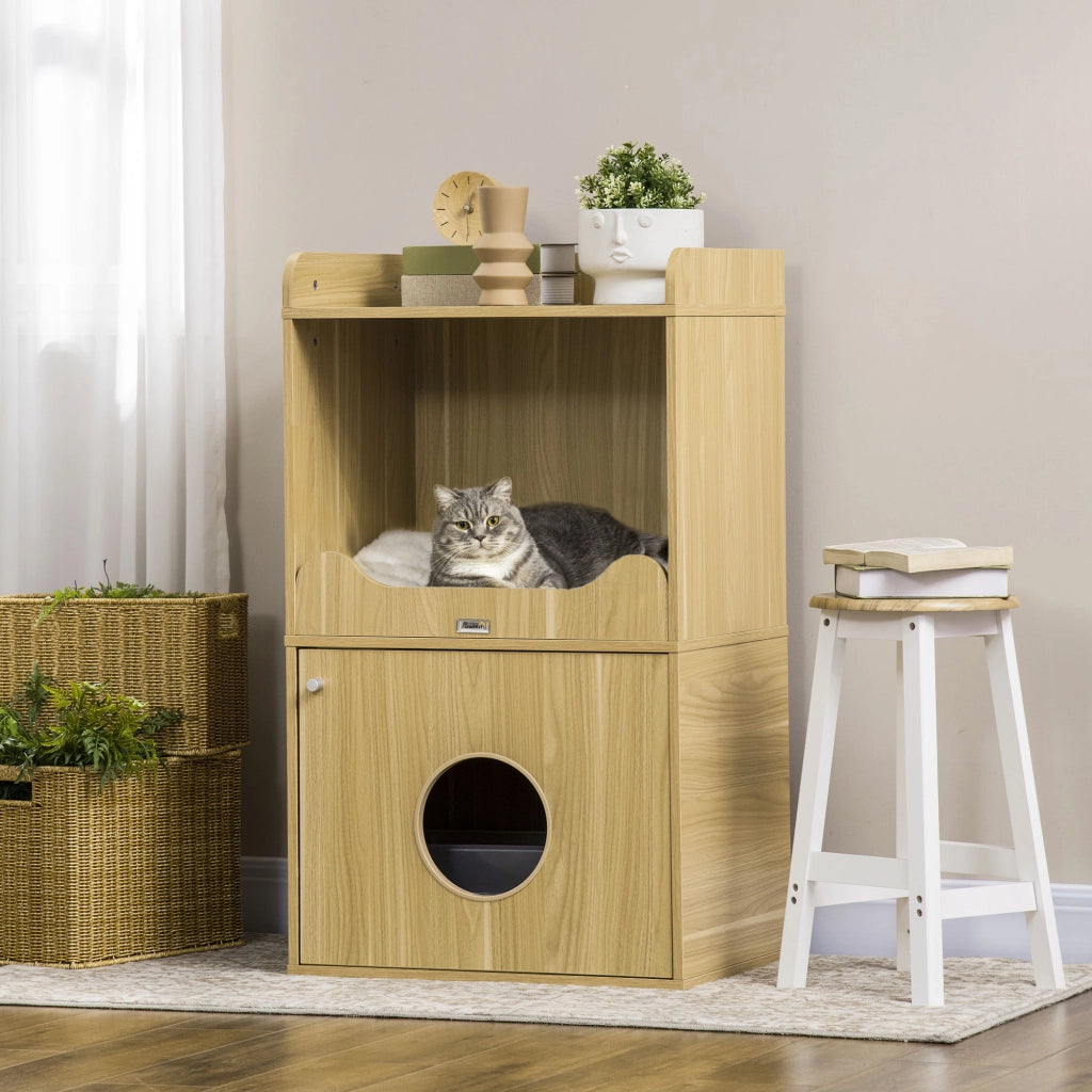 Cassettiera per gatti con porta e cuscino ¨C Minimal ¨C 60x45x103 cm