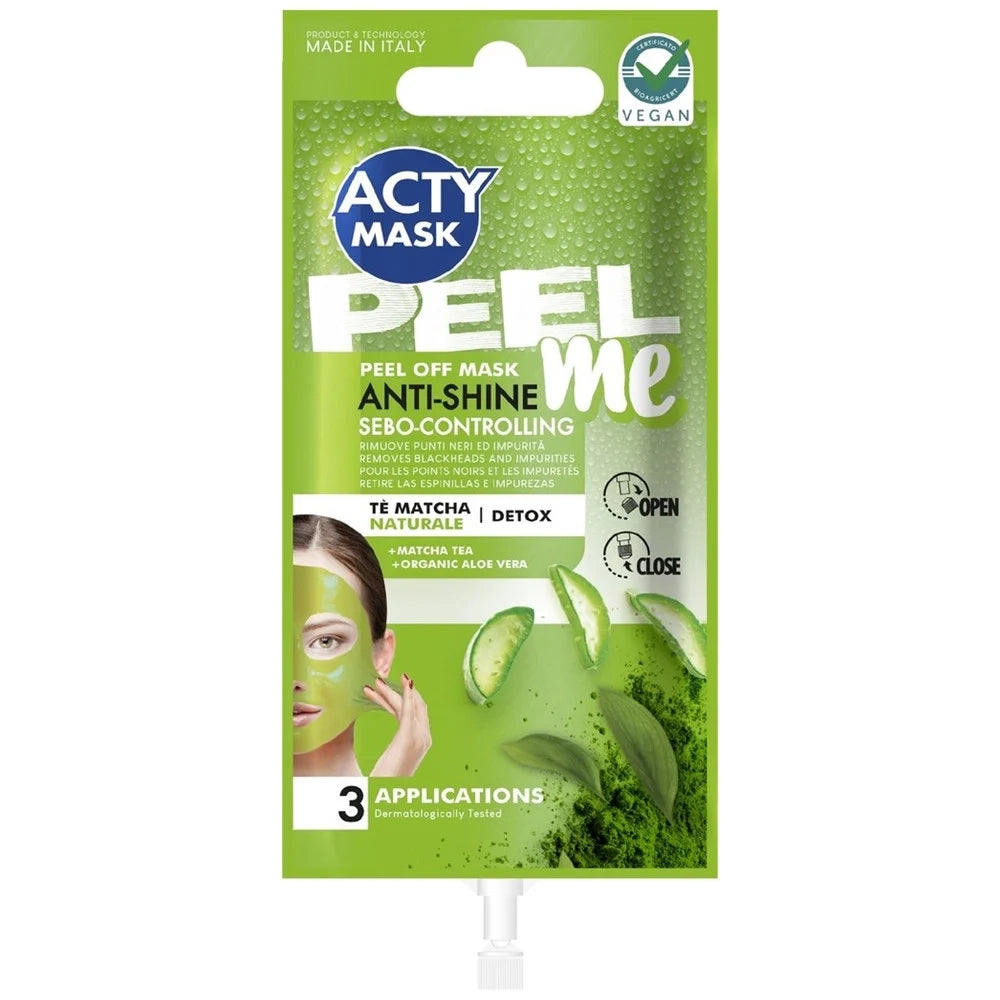 Trade Shop - Set 3pz Maschera Peel Off Anti-lucidità Tè Matcha Naturale Aloe Vera Detox 15ml 166946ie -