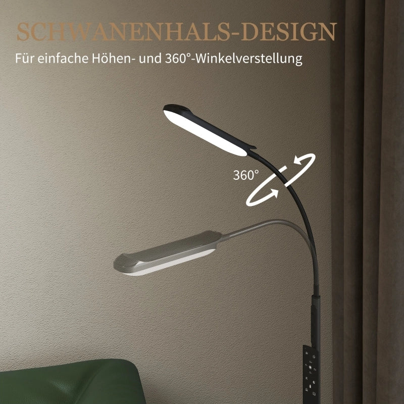Lampada da terra LED dimmerabile con telecomando e controllo touch collo flessibile orientabile a 360° nera