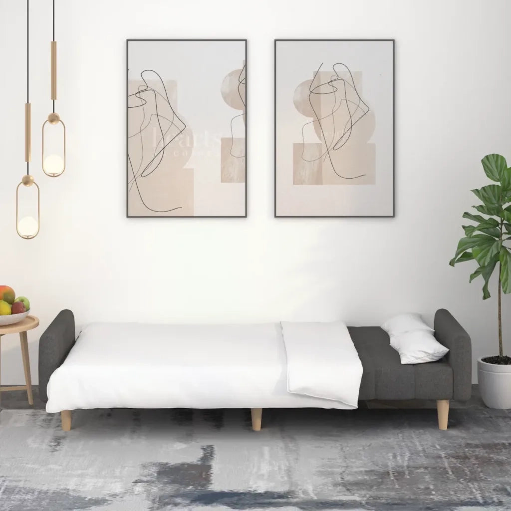 Divano letto | Sof¨¤ letto | Letto singolo a 2 Posti Grigio Scuro in Tessuto