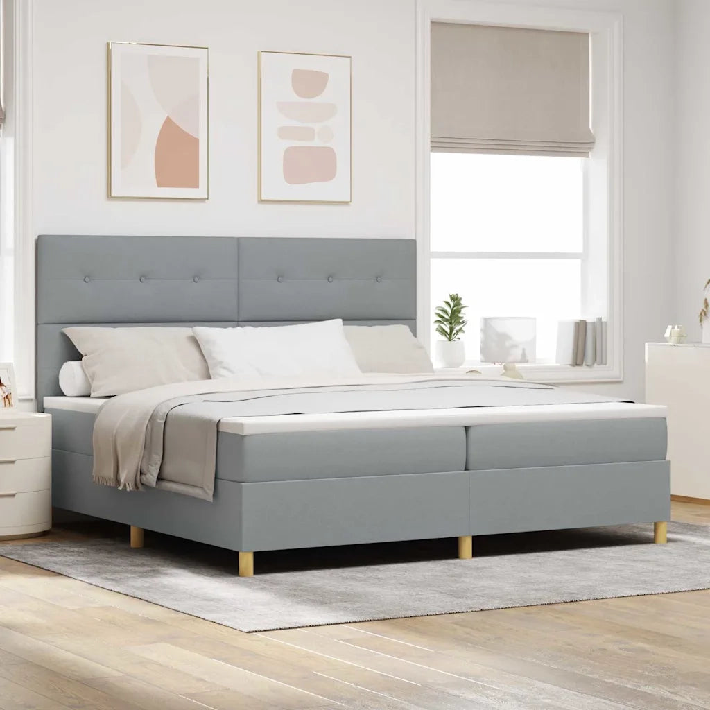 Letto a molle con materasso Grigio chiaro 200 x 200 cm Tessuto 3339644