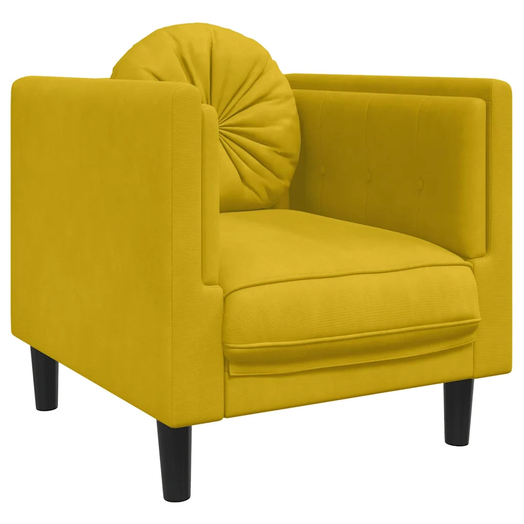 Poltrona | Sedia Relax con Cuscino Giallo in Velluto