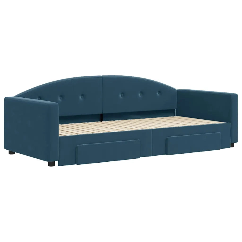 Divano Letto Estraibile con Cassetti-Sofa Letto-Daybed Blu 90x200 cm in Velluto 535646