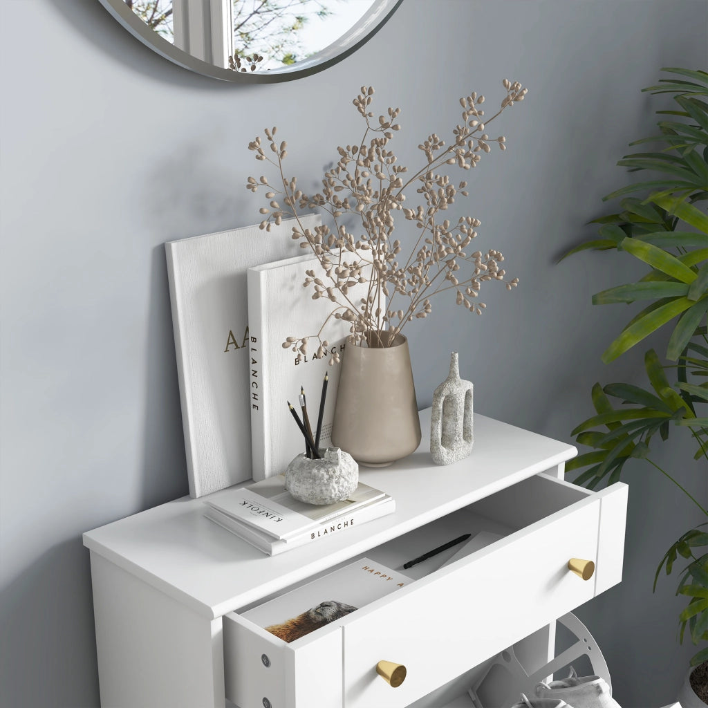 Scarpiera Salvaspazio con 2 Ante e 1 Cassetto ¨C Xylo ¨C Bianco 60x23,5x98,5 cm