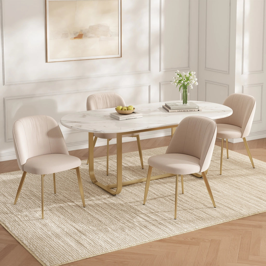 2 poltrone da pranzo comode e traspiranti adatte per sala da pranzo soggiorno caffè ecc. stile moderno tessuto vellutato colore beige e oro