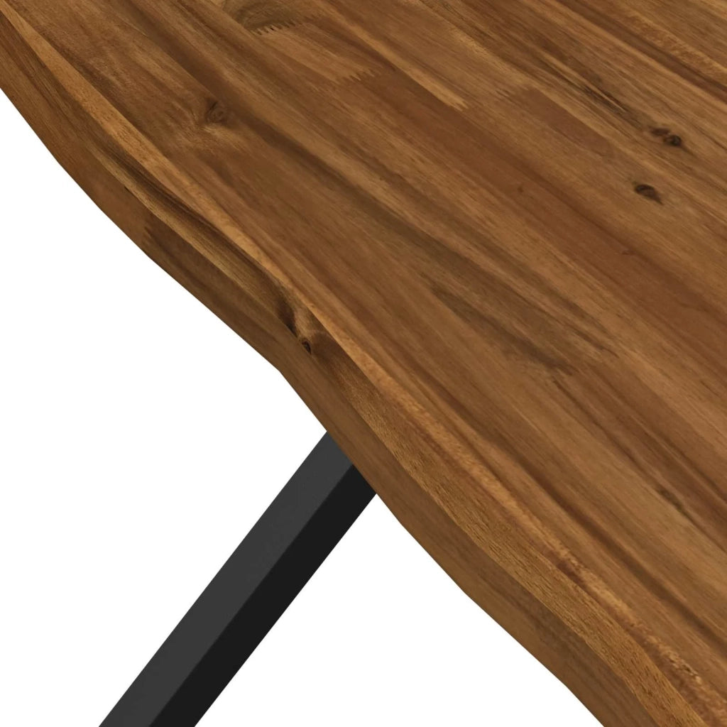 60 x 55 x 75 cm Legno di Acacia Massello Naturale e Nero 938649