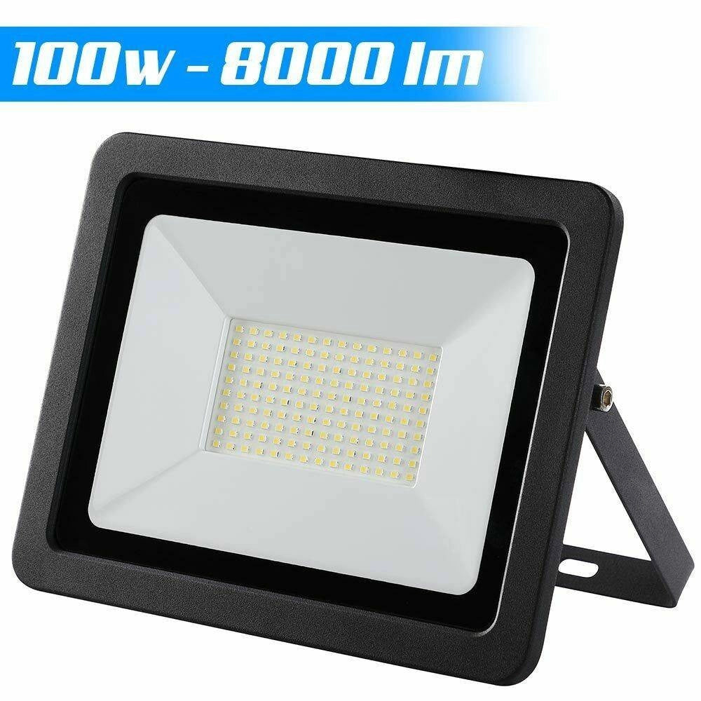 Trade Shop - Faro Led 100w Luce Alta Luminosita 8000lm Faretto Esterno Slim Bianco Freddo -