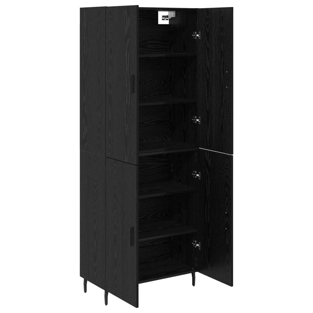 Credenza 2 pz | Madia | Buffet da pranzo | Armadio da pranzo Rovere nero Legno Stratificato e Vetro
