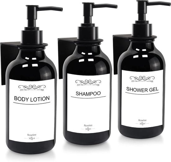 Dispensatore di sapone da parete - 300 ml - nero - plastica