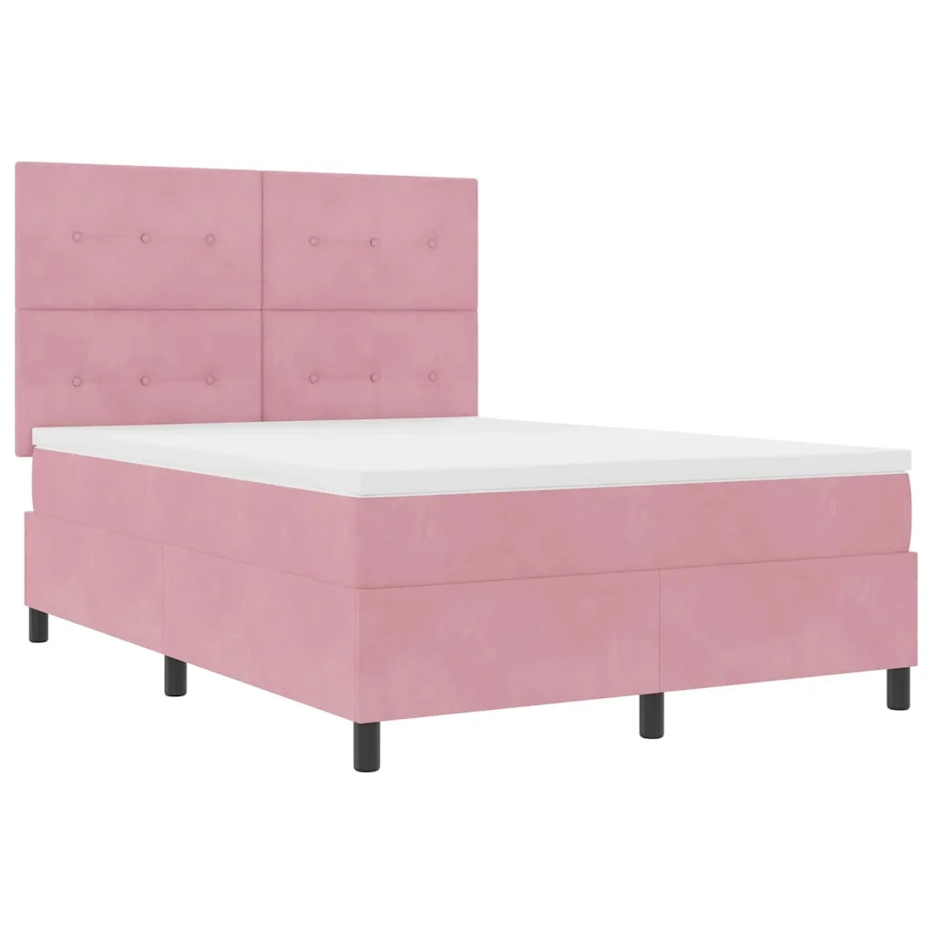 Letto a Sorgente LED con materasso Rosa 140 x 200 cm Tessuto