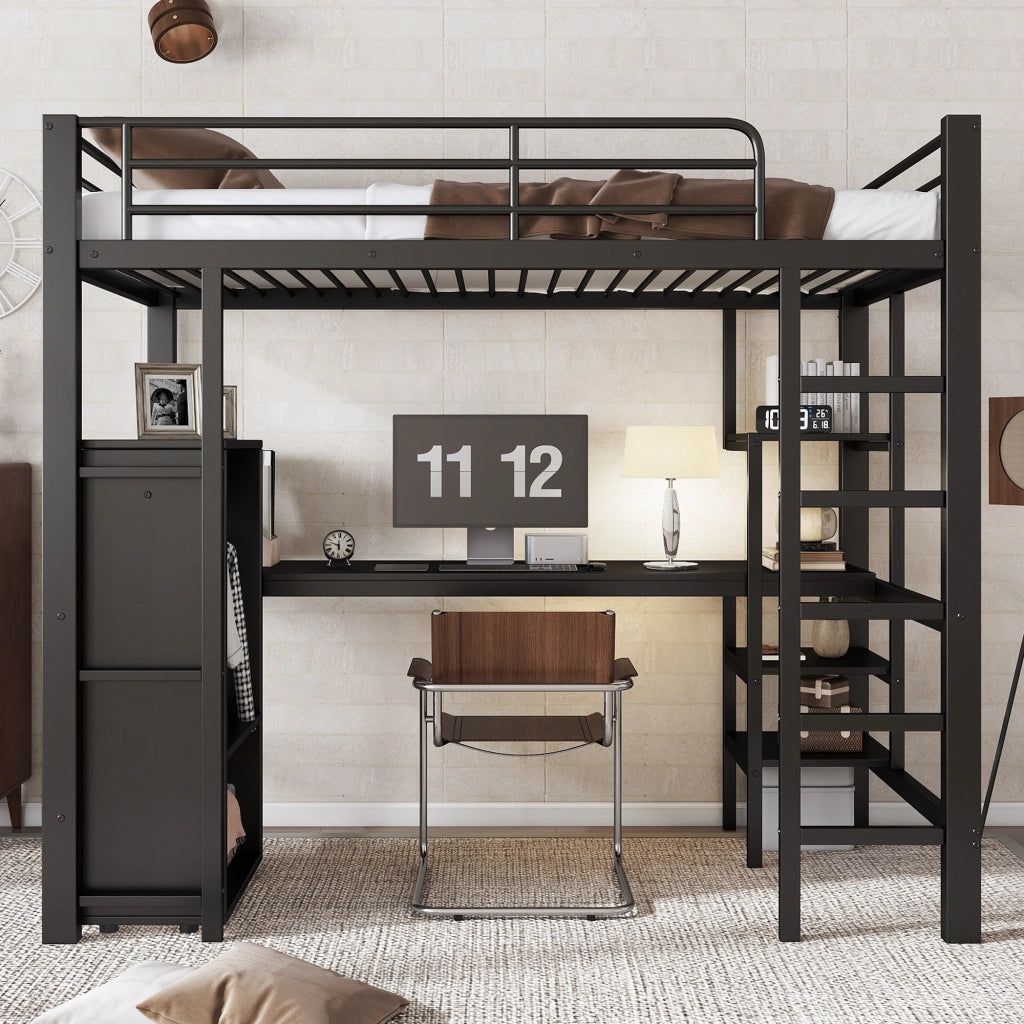 letto a castello metallo nero 90x200 cm