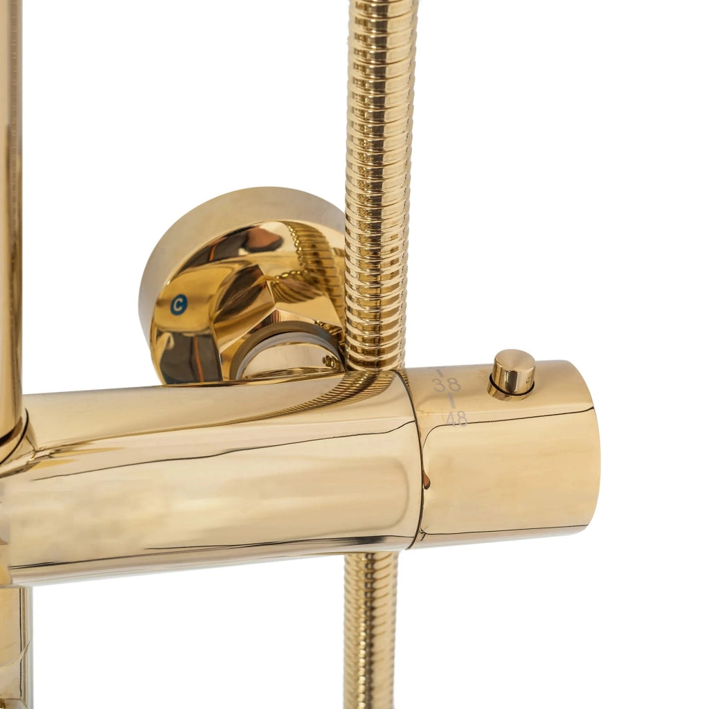 Set Doccia Da Incasso Con Termostatato Lungo Gold