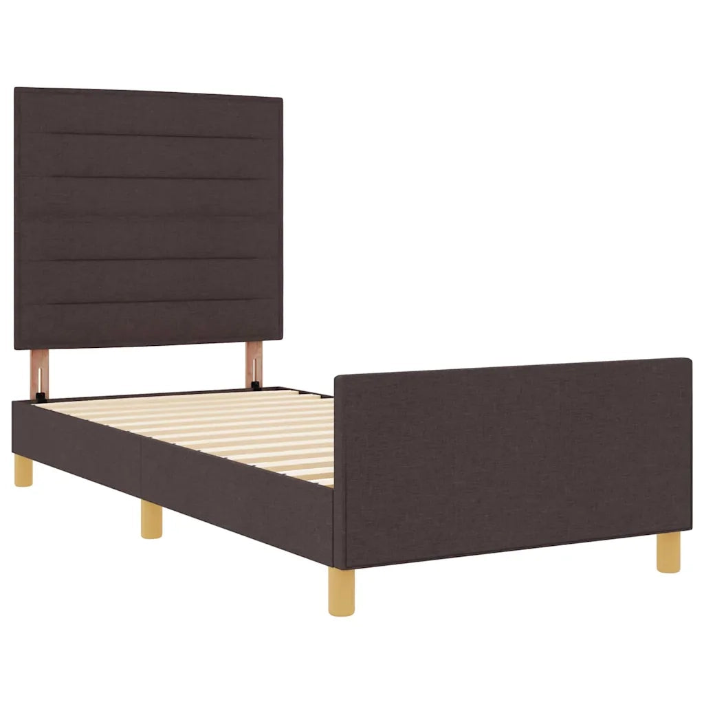 Struttura del letto Marrone scuro 90 x 200 cm Tessuto