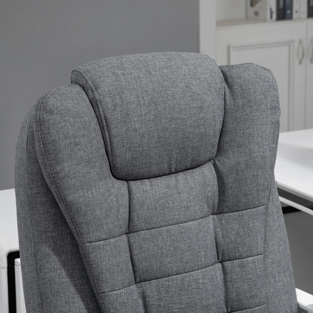 Sedia da ufficio reclinabile con schienale alto e poggiapiedi retrattile in tessuto ¨C Zephmum ¨C Grigio