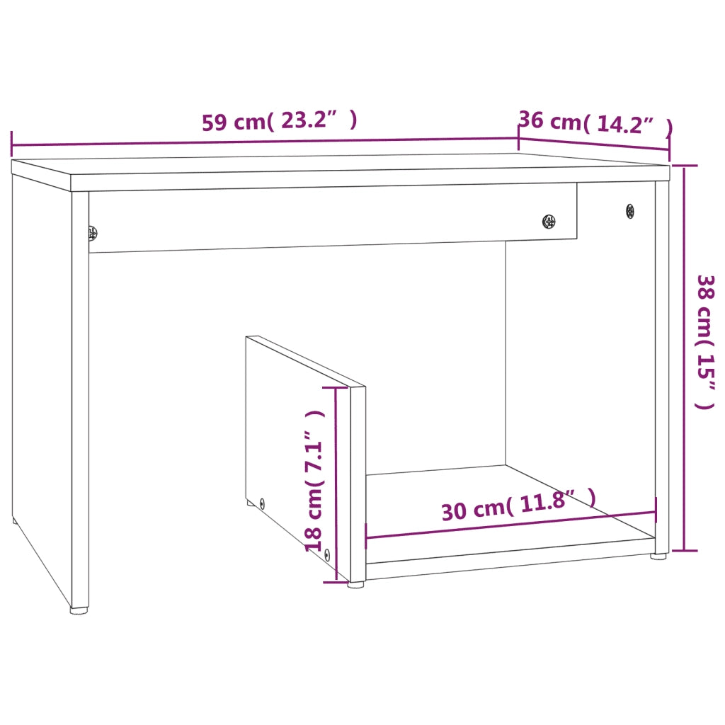 Tavolino-Tavolino da soggiorno-Tavolo Rovere Fumo 59x36x38 cm in Legno Multistrato