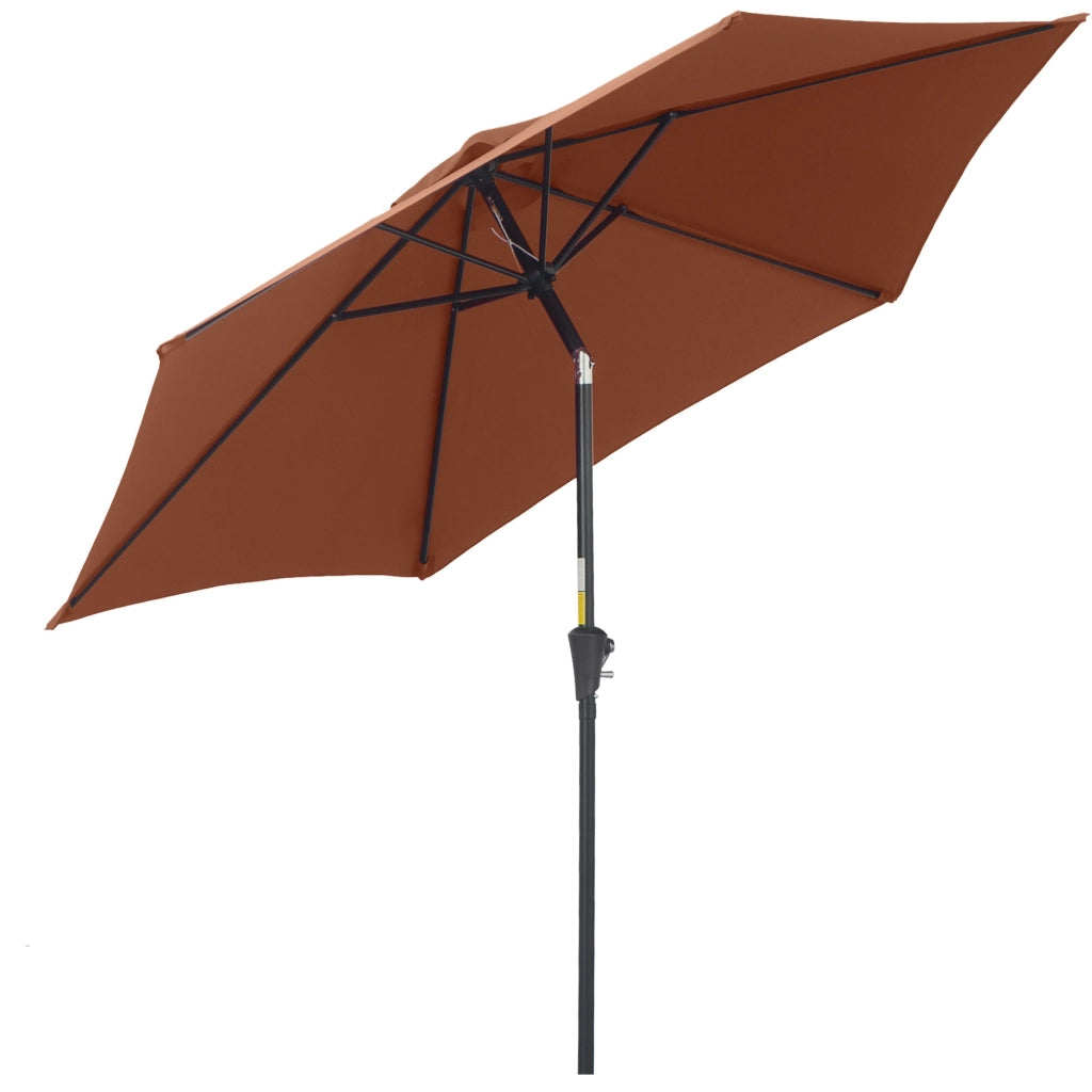 EasyComfort Ombrellone da Giardino Inclinabile con Manovella, in Alluminio, Metallo e Poliestere, Ø260x235 cm, Nero e Caffè