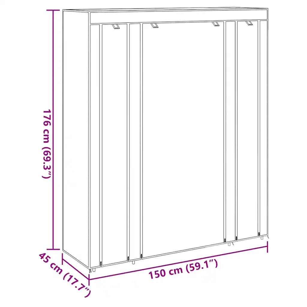 Armadio in Tessuto con Scomparti e Aste 45x150x176 cm Marrone CFW4009919