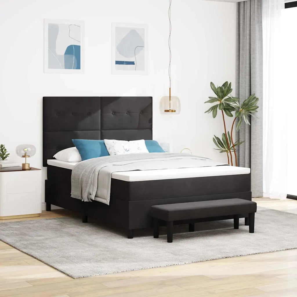 Letto a molle con materasso Nero 140 x 190 cm Velluto