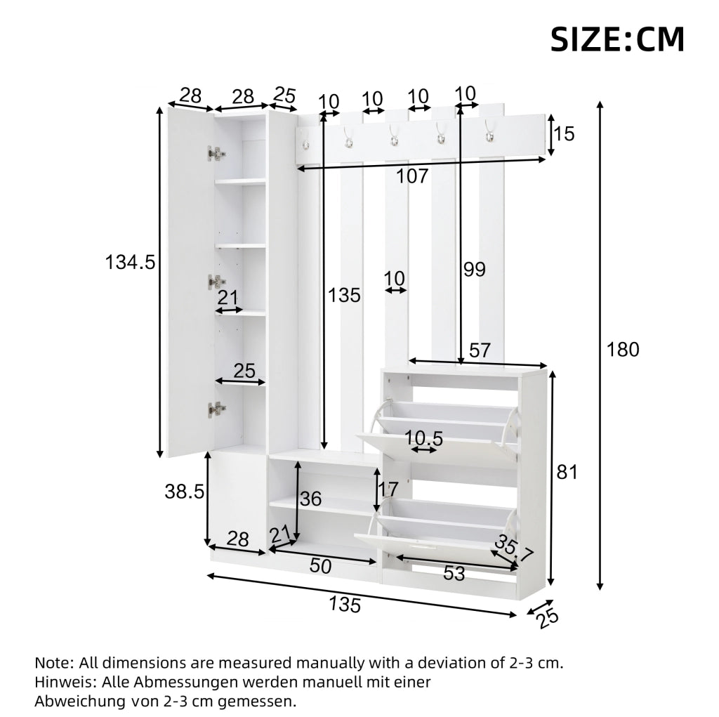 Set da ingresso con specchio e 2 scarpiere