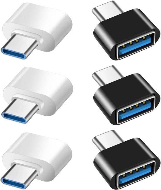 Adattatore USB C a USB Set (6 pezzi) per MacBook Pro e Samsung Galaxy - Adattatore OTG 3.0 - Nero e Bianco