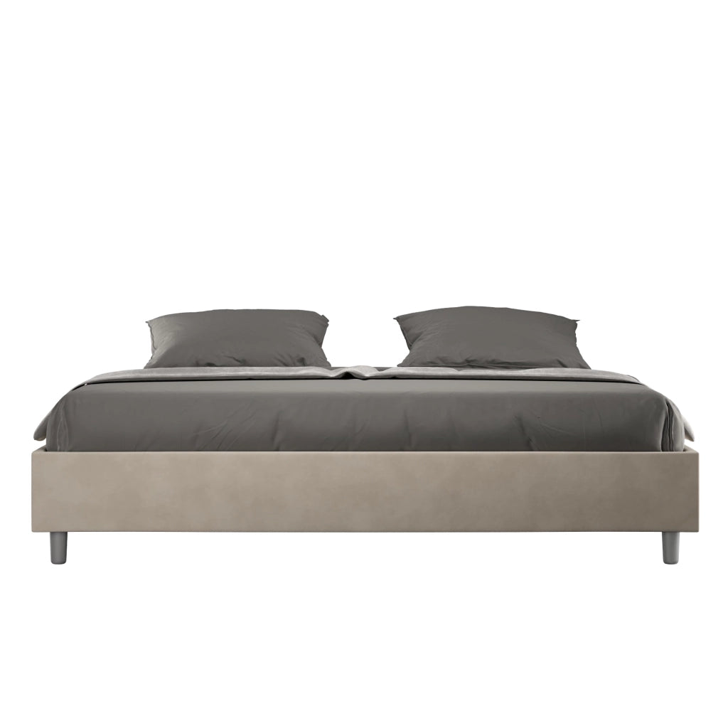 Letto Matrimoniale Extra Large Sommier 190x200 cm con Rete e Contenitore Azelia Sabbia