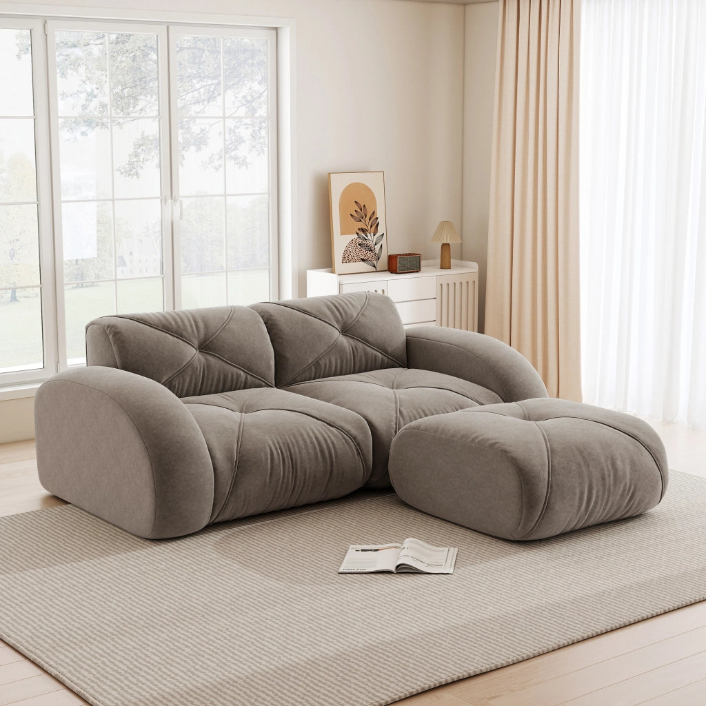 Divano modulare 2 posti - Zephmum- 32D schiuma ad alta densit¨¤, tessuto chenille, antiscivolo, marrone