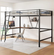LETTO a soppalco 90x200 cm in metallo nero con scrivania a L e ripiano