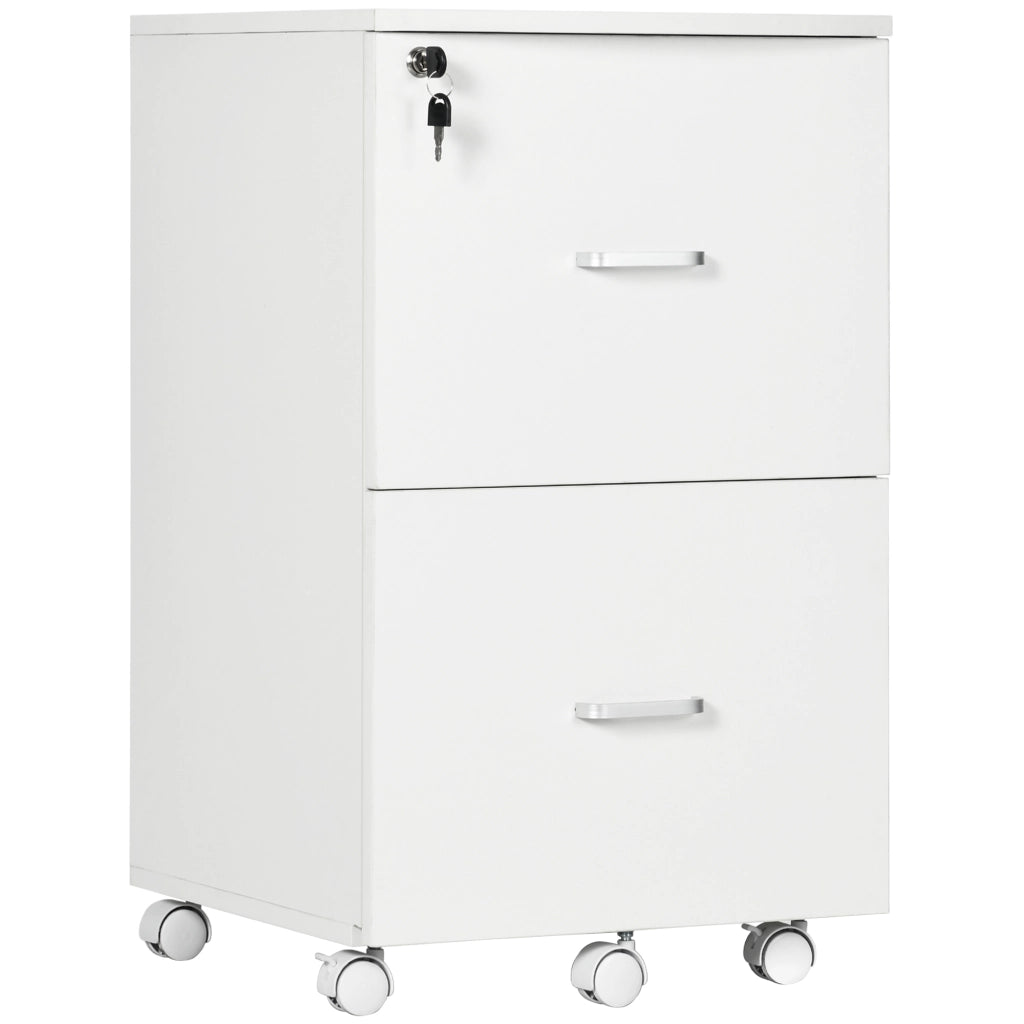 Cassettiera Ufficio con Rotelle ¨C Xylo ¨C 2 Cassetti MDF Bianco 43x45x72cm
