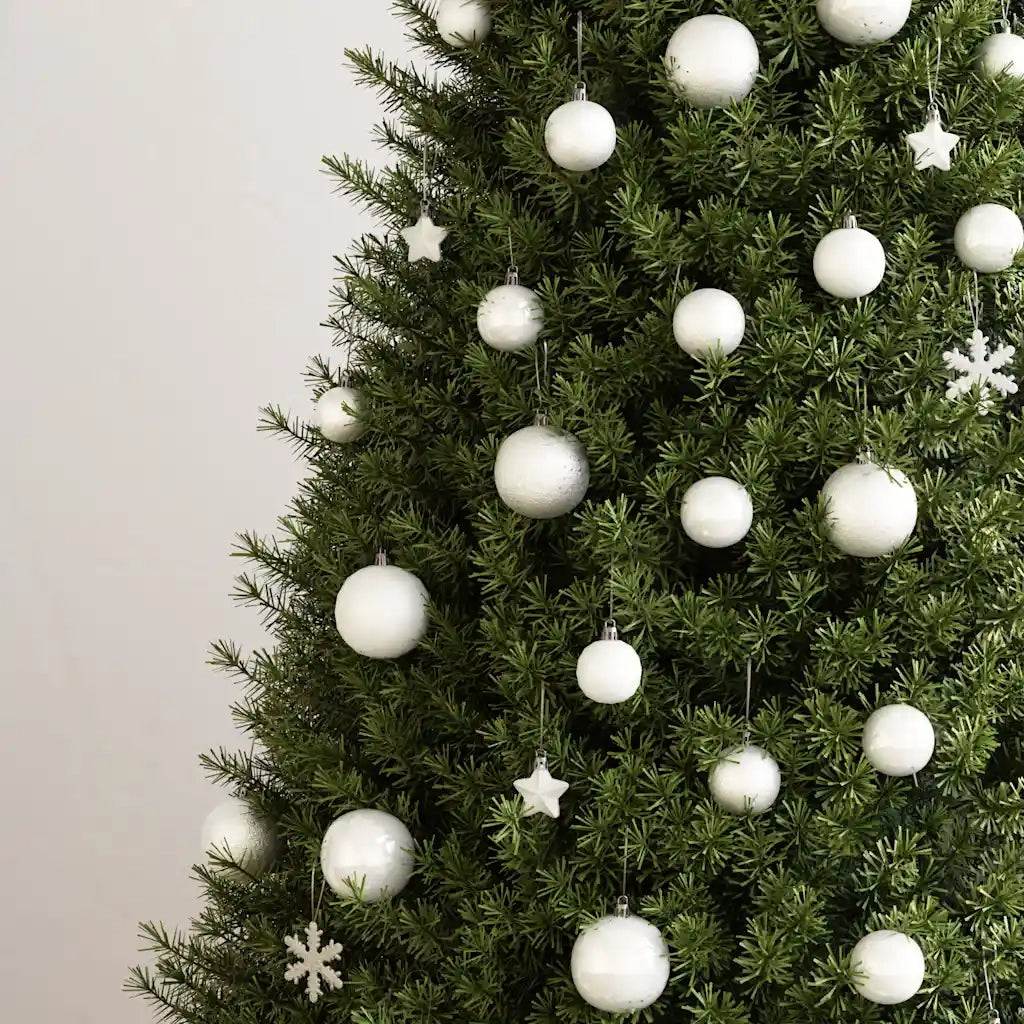 Set Palline di Natale 111 pz-Decorazioni natalizie Bianco in Polistirene