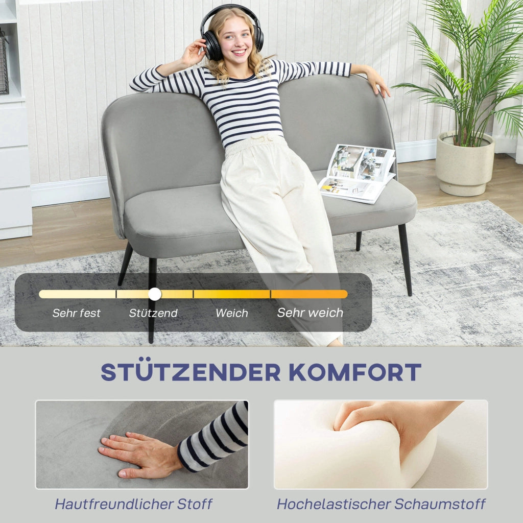 Divano 2 posti ¨C Minimal ¨C tessuto grigio, metallo e legno