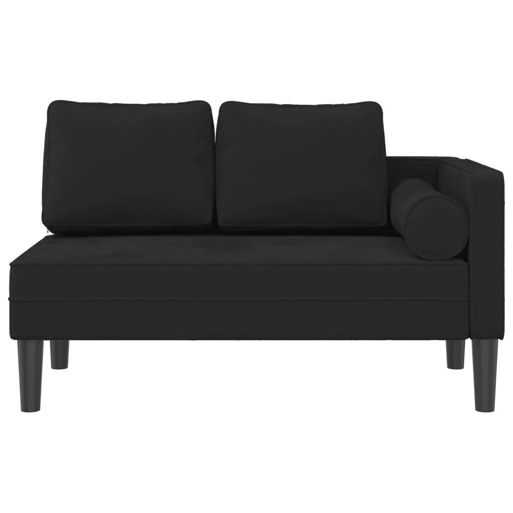 Chaise Lounge con Cuscini Nero in Velluto 4007576