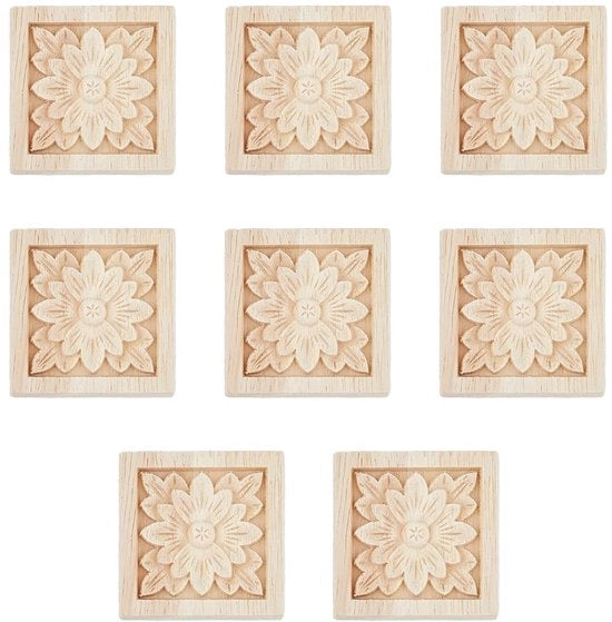 Decorazioni per angoli in legno - applicazioni decorative - 8 pezzi - motivi floreali - decorazione di mobili - adatto per armadi e specchi