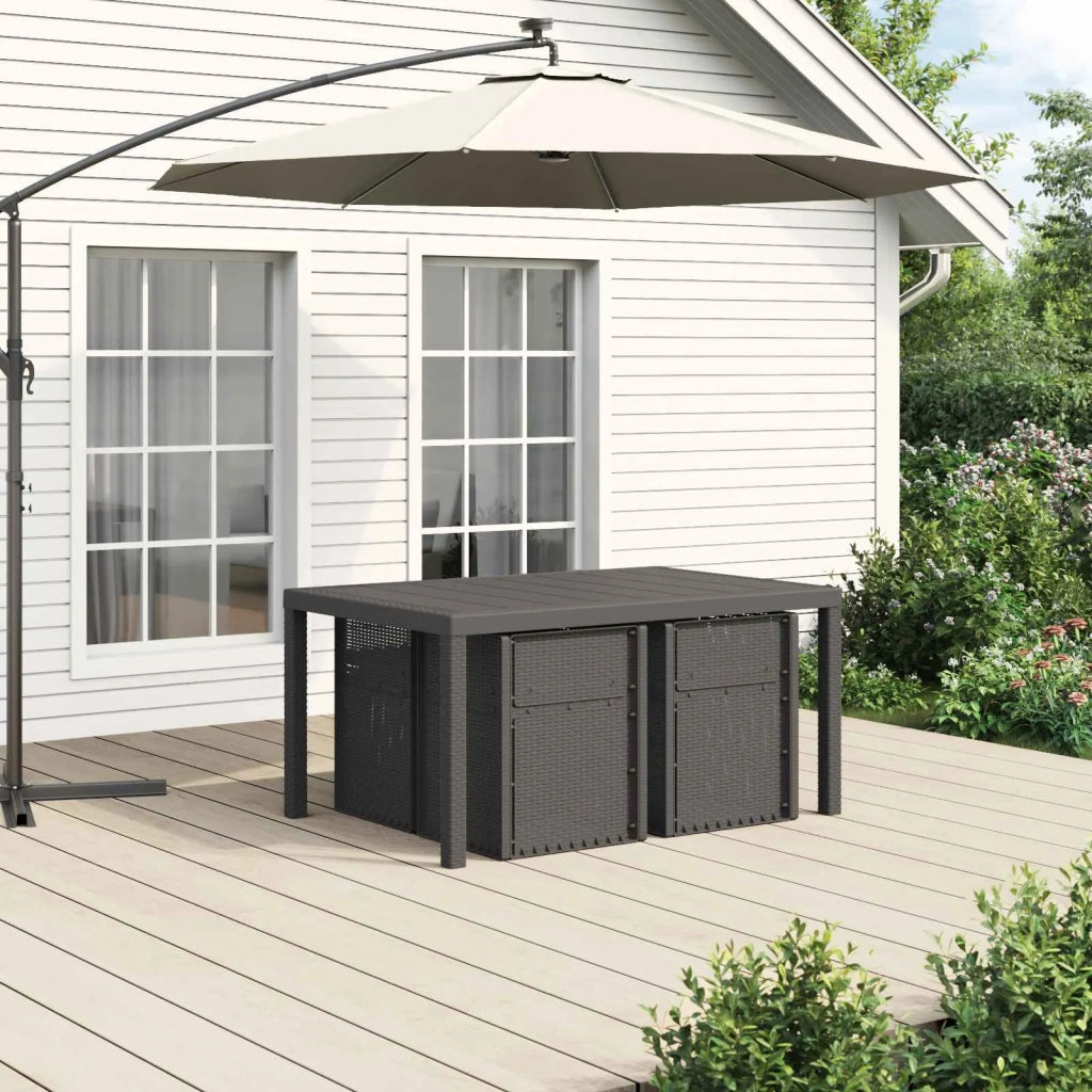 Set da Pranzo per Giardino 5 pcs Grigio chiaro e panna PP 3430067