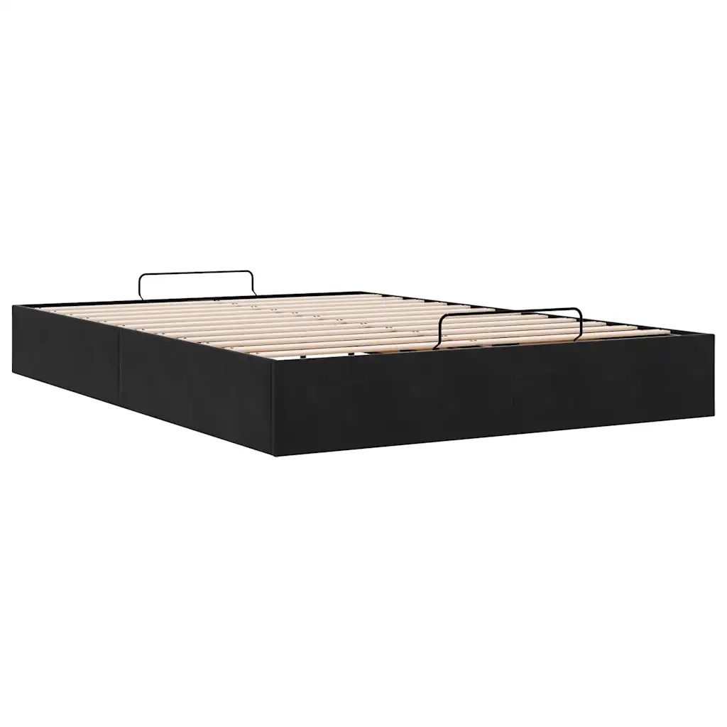 Letto matrimoniale | Letto per adulti | Struttura Letto Pouf senza Materasso Nero 140x200 cm in Velluto