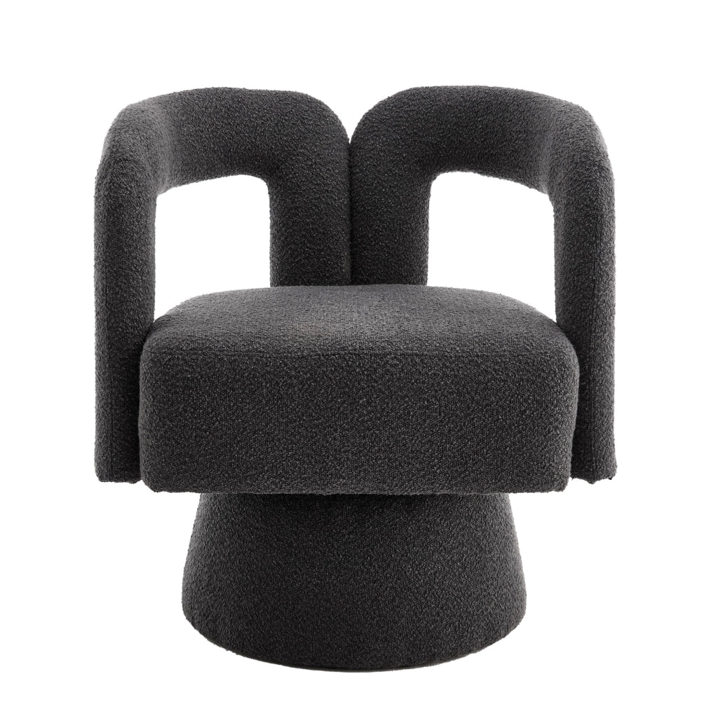 Poltrona girevole in bouclé grigio scuro 360°