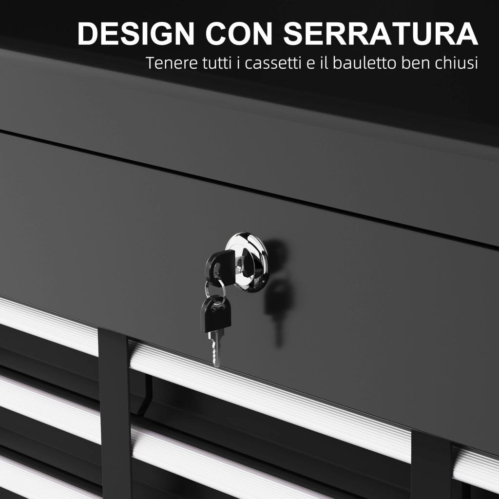 Cassettiera 6 Cassetti in Acciaio con Serratura ¨C Minimal ¨C Nero, 60x26x34cm