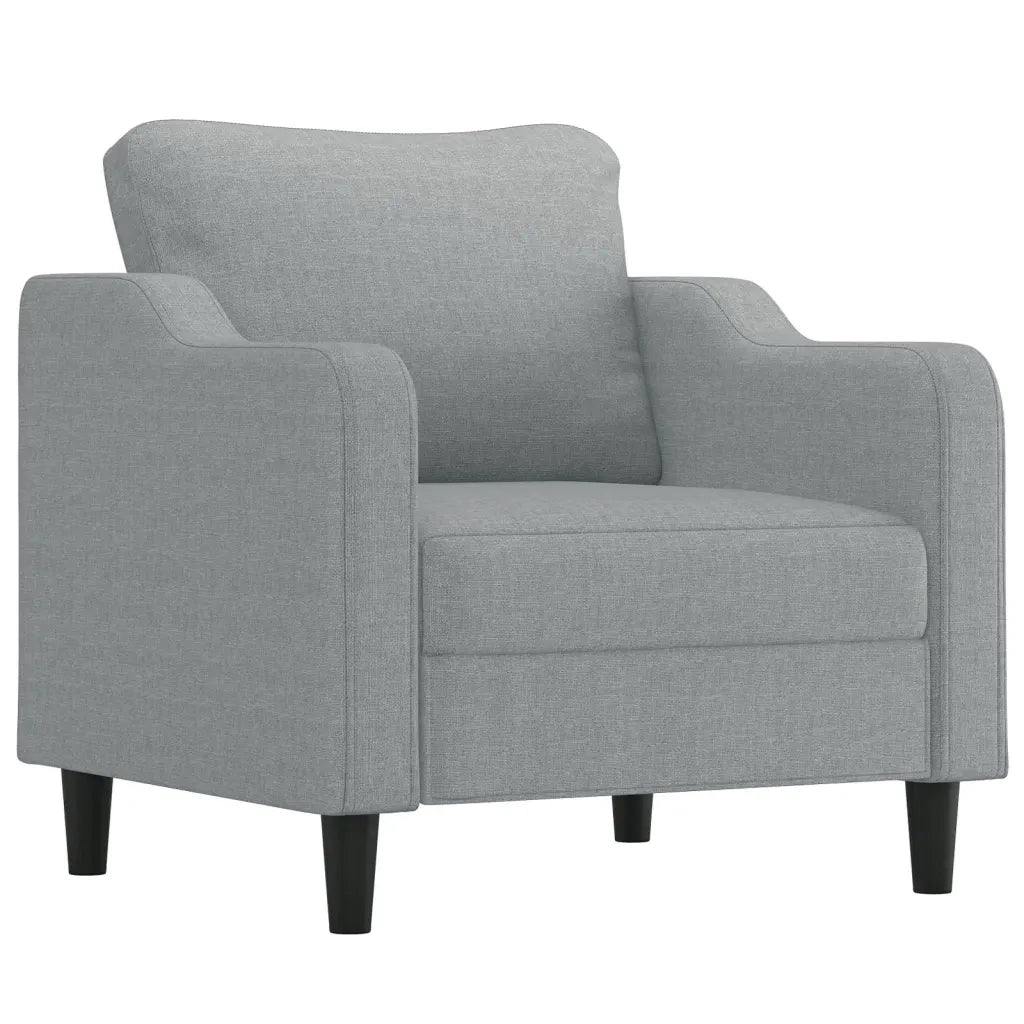 Set Divani 3 pz con Cuscini Grigio Chiaro in Tessuto