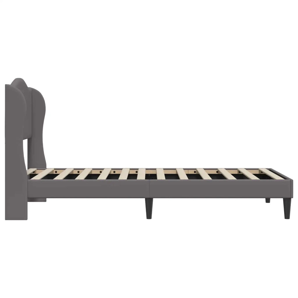 Struttura del letto con testiera-Giroletto Grigio 90 x 190 cm Similpelle 799347