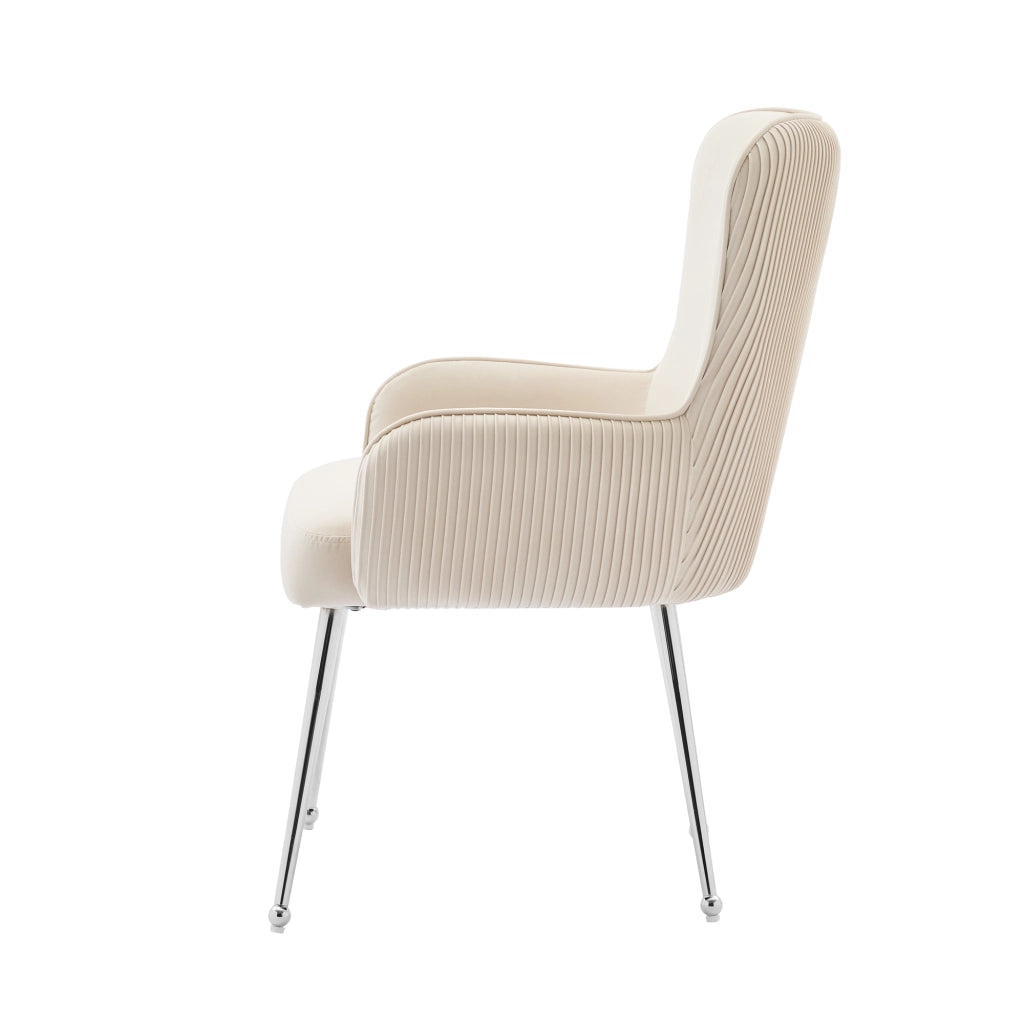 SEDIA in velluto beige Set da 4 pezzi con braccioli e supporto lombare