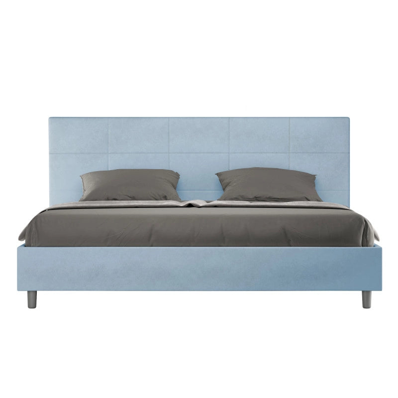 Letto imbottito Matrimoniale 180x200 cm Mika - Senza rete,Microfibra,Azzurro