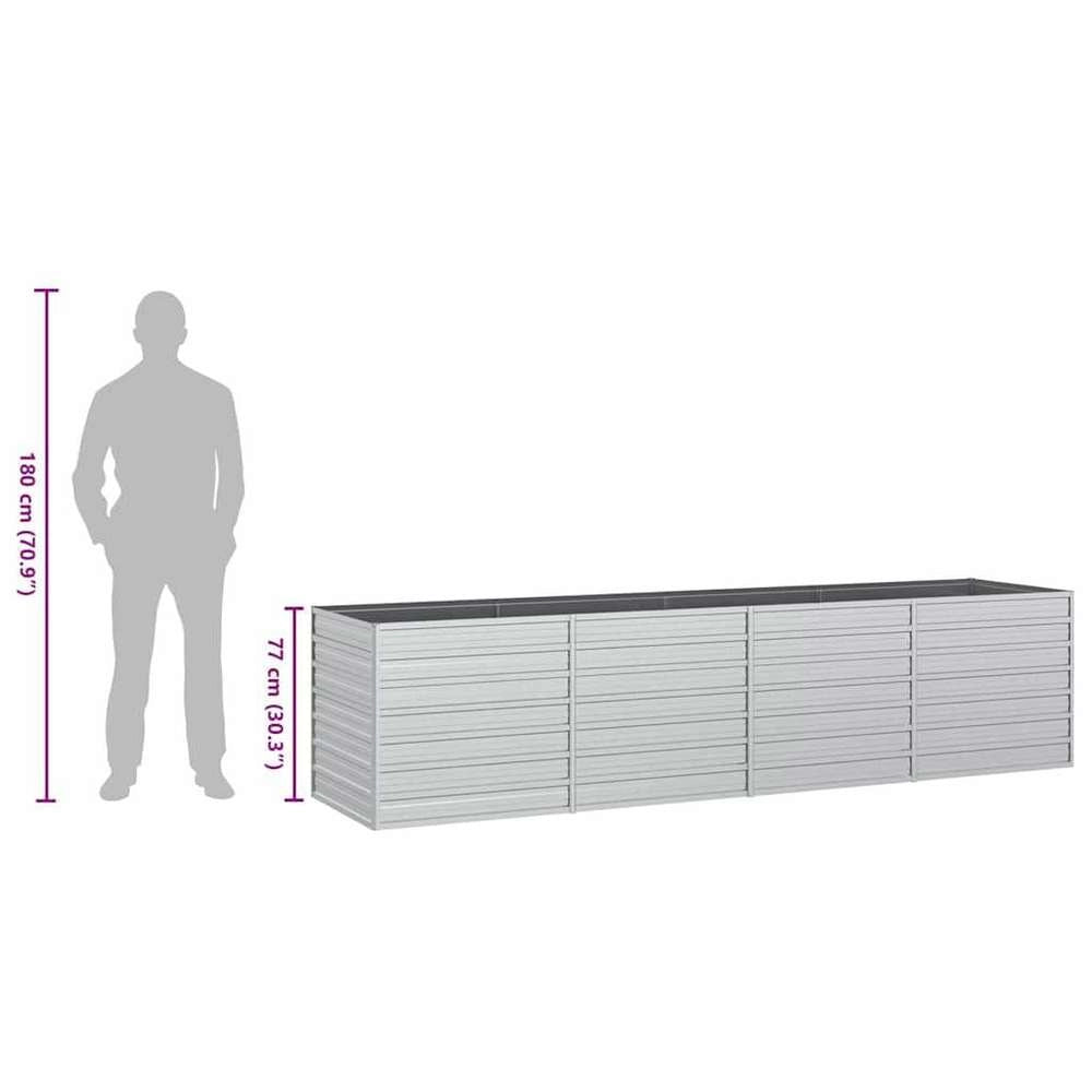 Garden Raised Bed 320x80x77 Cm Galvanized Steel Silver