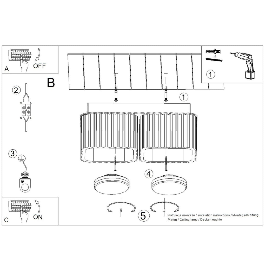 Plafoniera RIFF 2 tortora Gx53