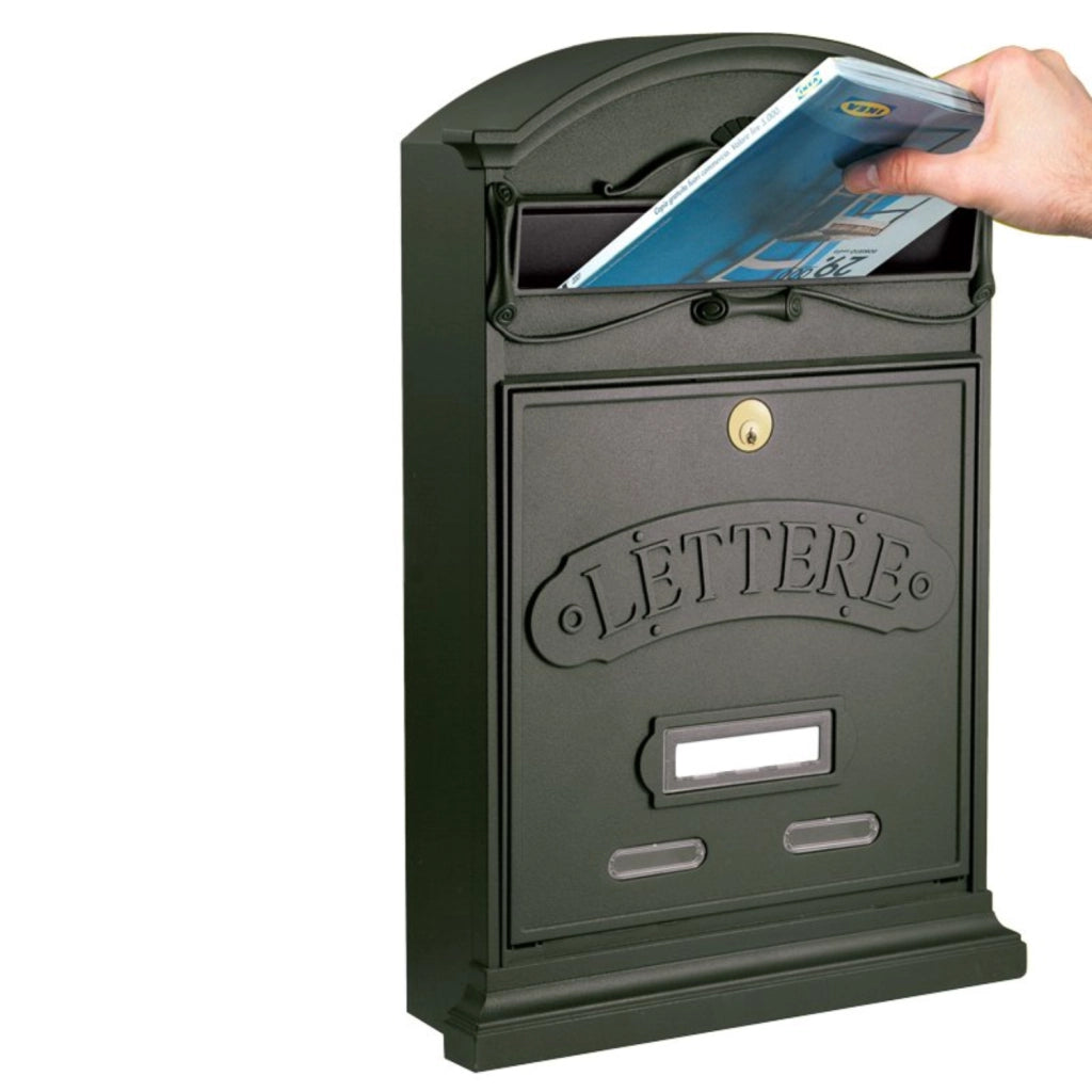 ALUBOX LETTERE Cassetta Postale Da Esterno 42X27X8,5 Cm Cassetta Posta Alluminio Pressofuso Cassetta Lettere Serratura Ottone Apertura A Vasistas Impermeabile Formato Rivista COLORE: RUGGINE