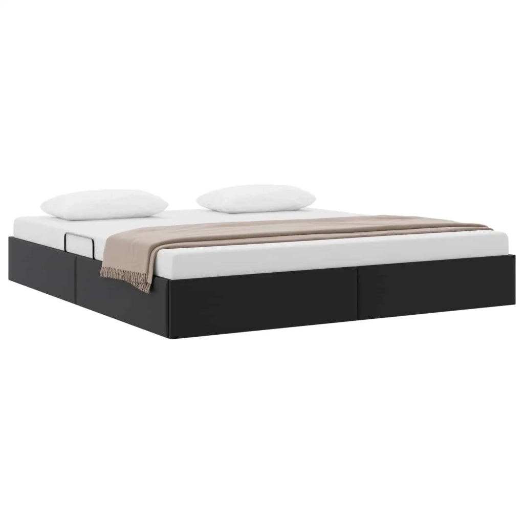 Letto ottomano Nero 160 x 200 cm Pelle Sintetica 3442778