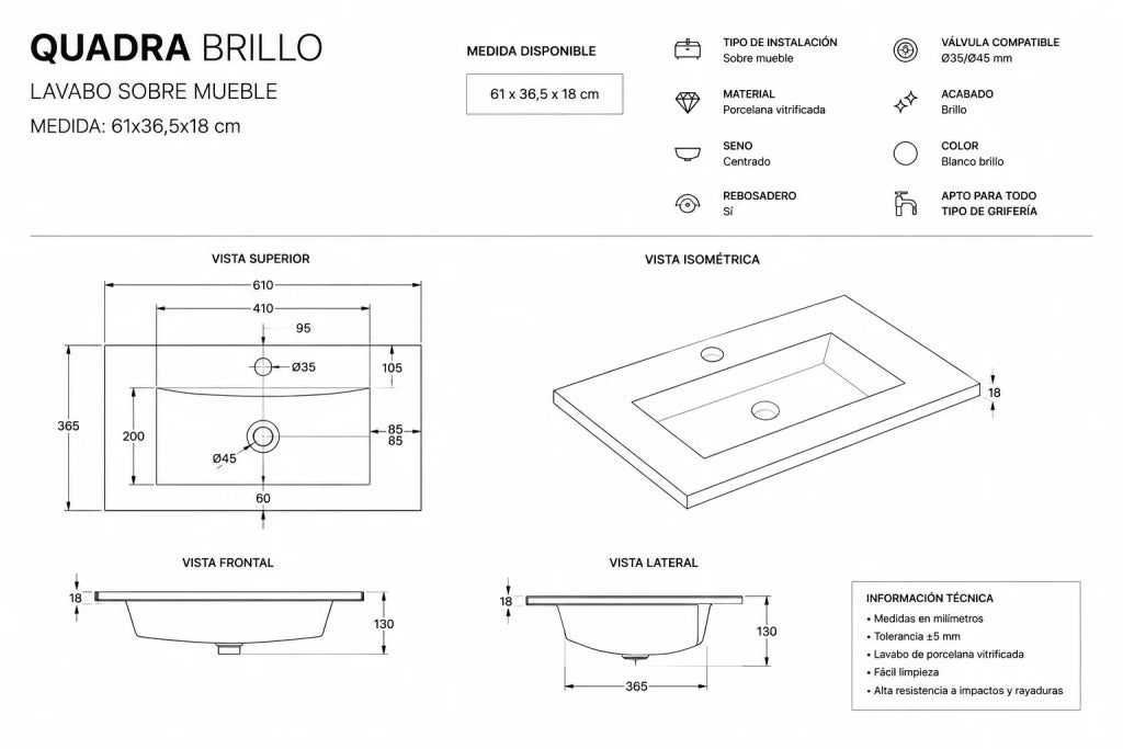 Mobile bagno con piedini con lavabo ORIGENBATH NEBARI con piedini e ante con colonna 60x35 cm bianco con colonna