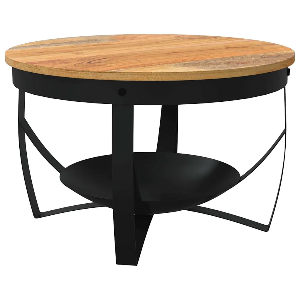 Tavolino da Salotto Ø68x43 cm in Legno Massello di Acacia