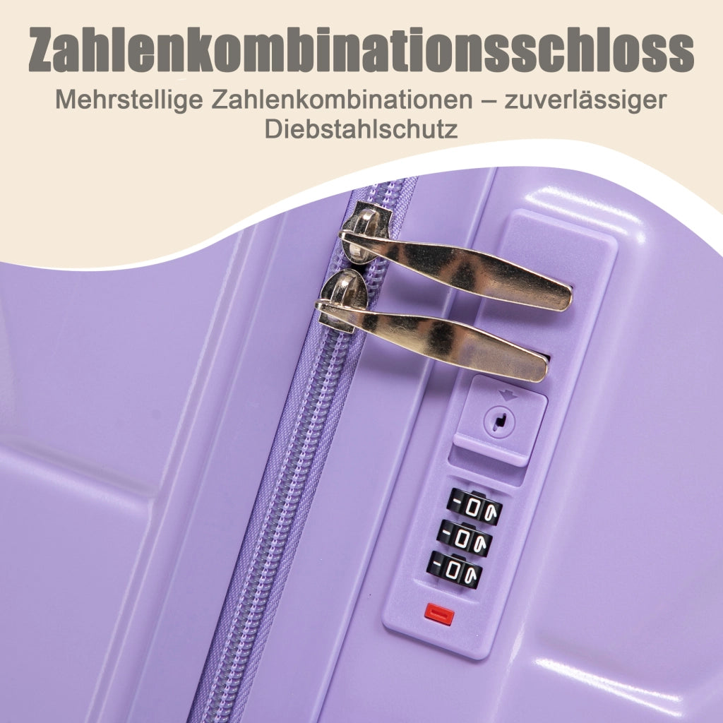 Set di valigie rigide 4 pezzi in ABS blu e viola; spinner; lucchetto a combinazione e beauty case da 14 pollici
