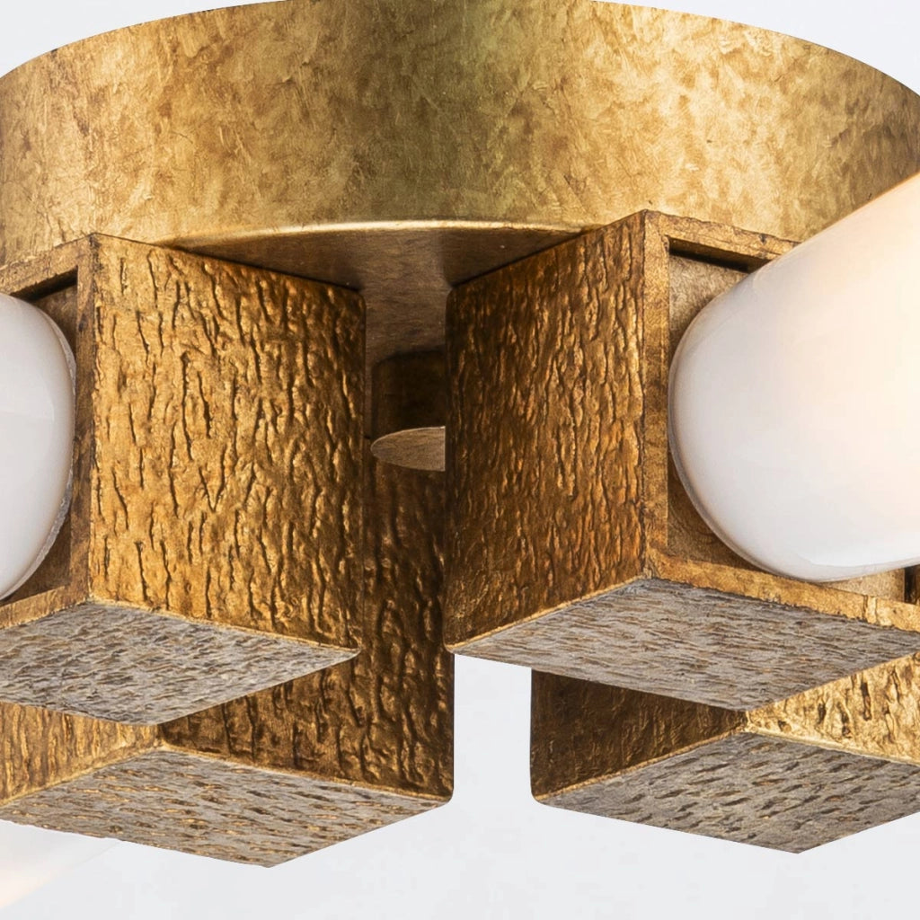 Plafoniera Art Déco Kristy oro opalina 4 luci E27 Elstead