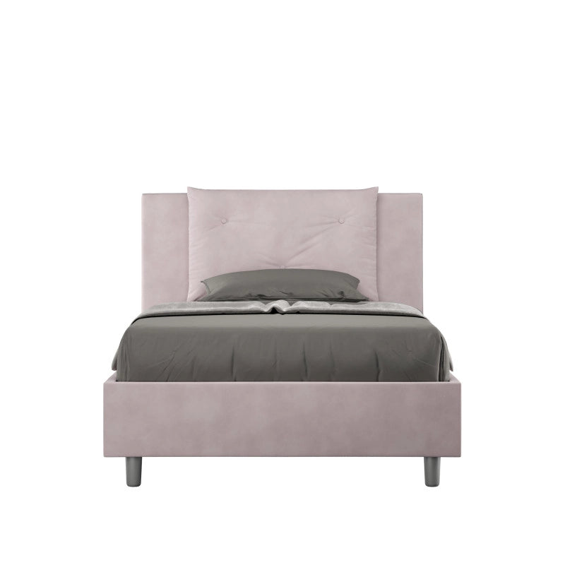 Letto imbottito Singolo 100x190 cm Appia - Senza rete,Glicine,Microfibra