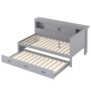 Letto a Divanetto 90x200 cm; Letto Singolo - Contenitore; LED; USB; e Presa - Grigio